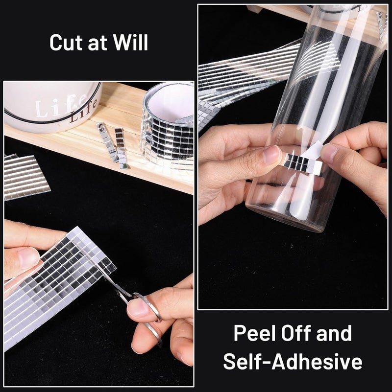 PP OPOUNT 16000 PCS Disco Ball Tiles - 1 Roll 5 x 5 mm Self-Adhesive Glass Mirror Tiles for DIY Disco Ball, Art Collage, Interior Decoration - Image 5